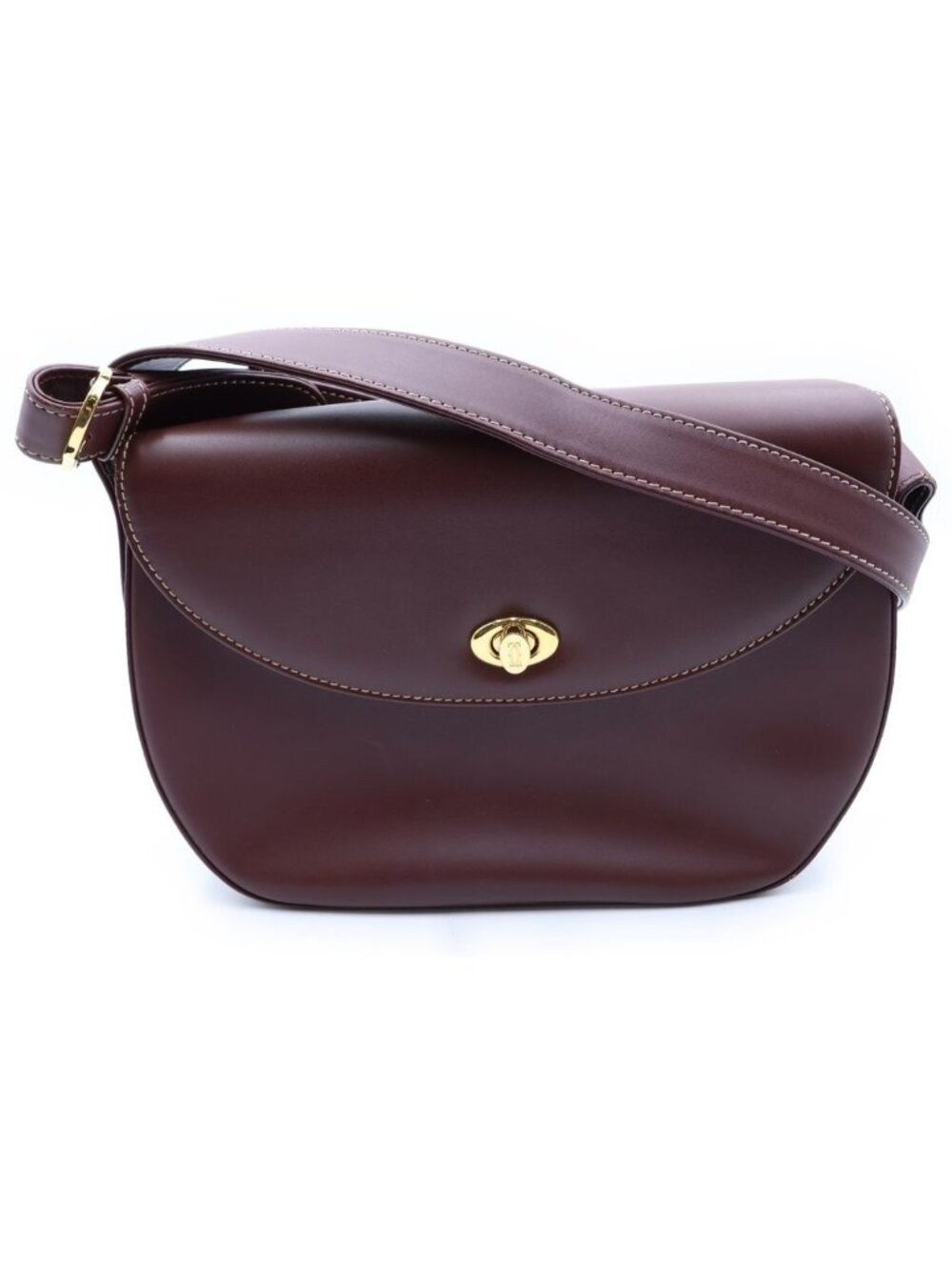 Cartier Must Mini Shoulder Bag Wine Red Bordeaux Leather Gold